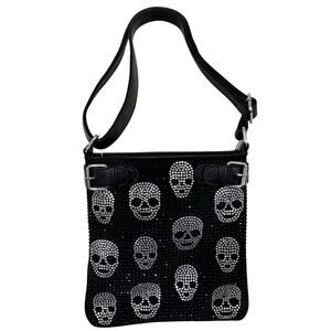 Rhinestone skull bling out crossbody NWOT silver-tone rhinestones edgy style